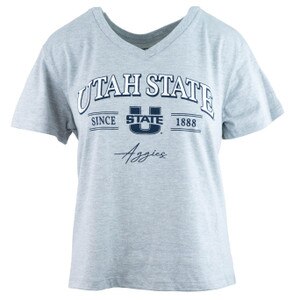 Women's champion utah state aggies 20 french gray vneck t-shirt